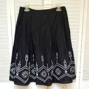 Michael Kors Embroidered Embellished Cotton Midi Skirt Size 6